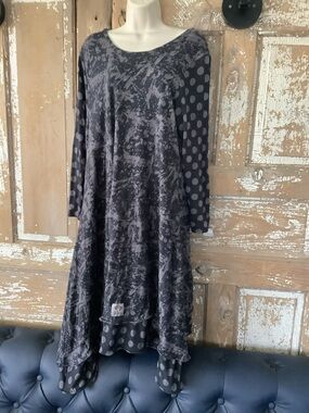 Ya Qu’a France Dress Laganlook Layered A Line Swing Black 42” Chest
